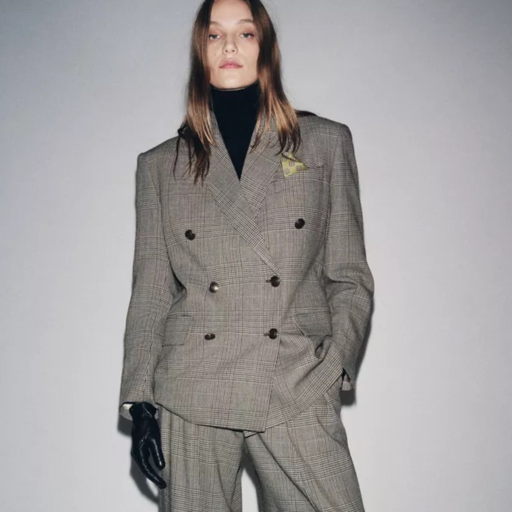 Zara NWT plaid oversized blazer jacket 9080/883